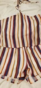 Peach Love tie-neck romper